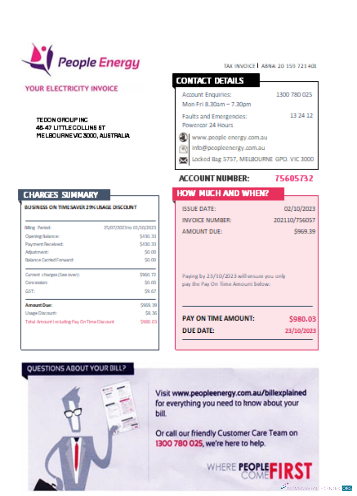 Download People Energy electricity utility business bill, SCR Photoshop template